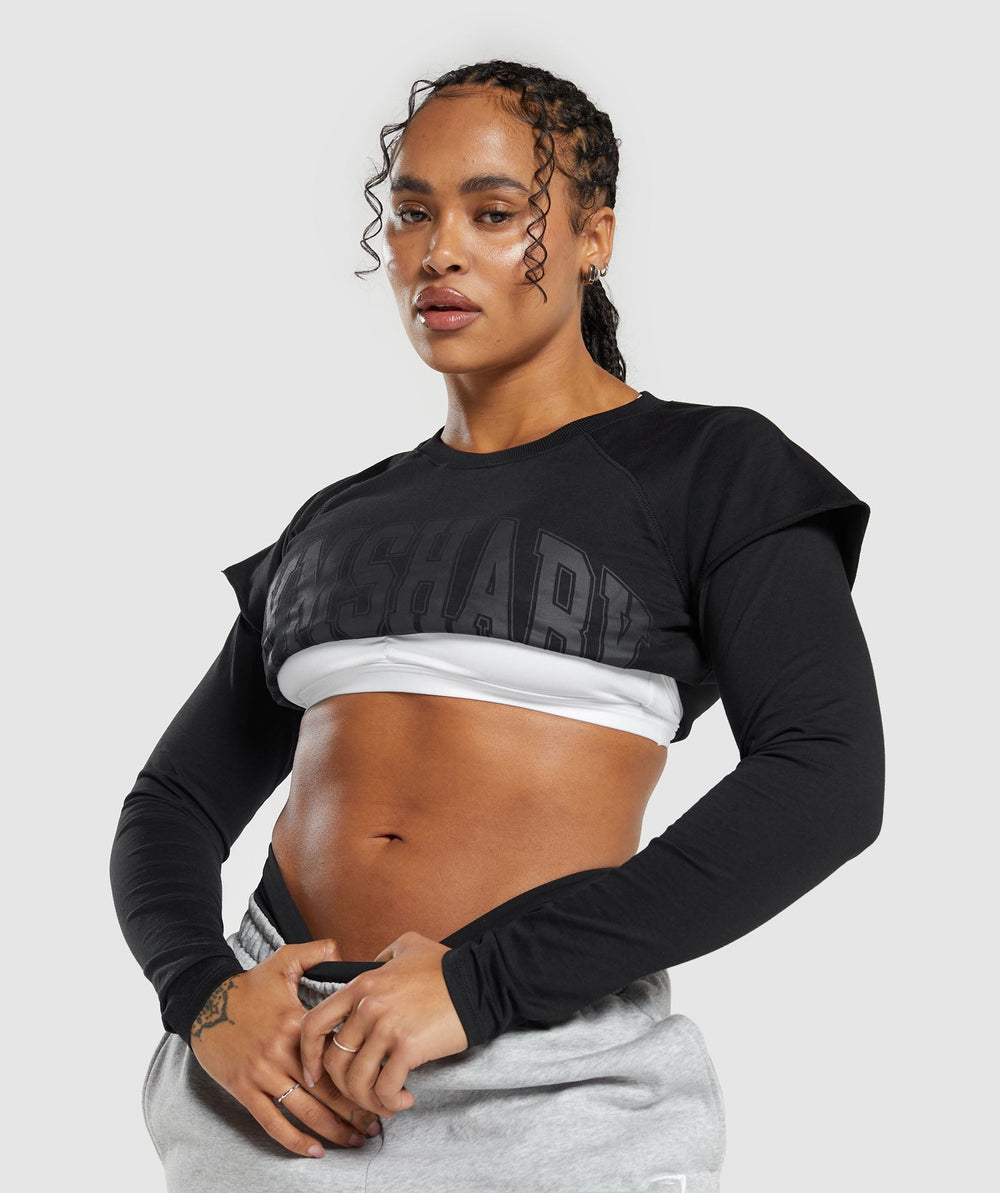Lifting 2 In 1 Long Sleeve Crop Top - Black