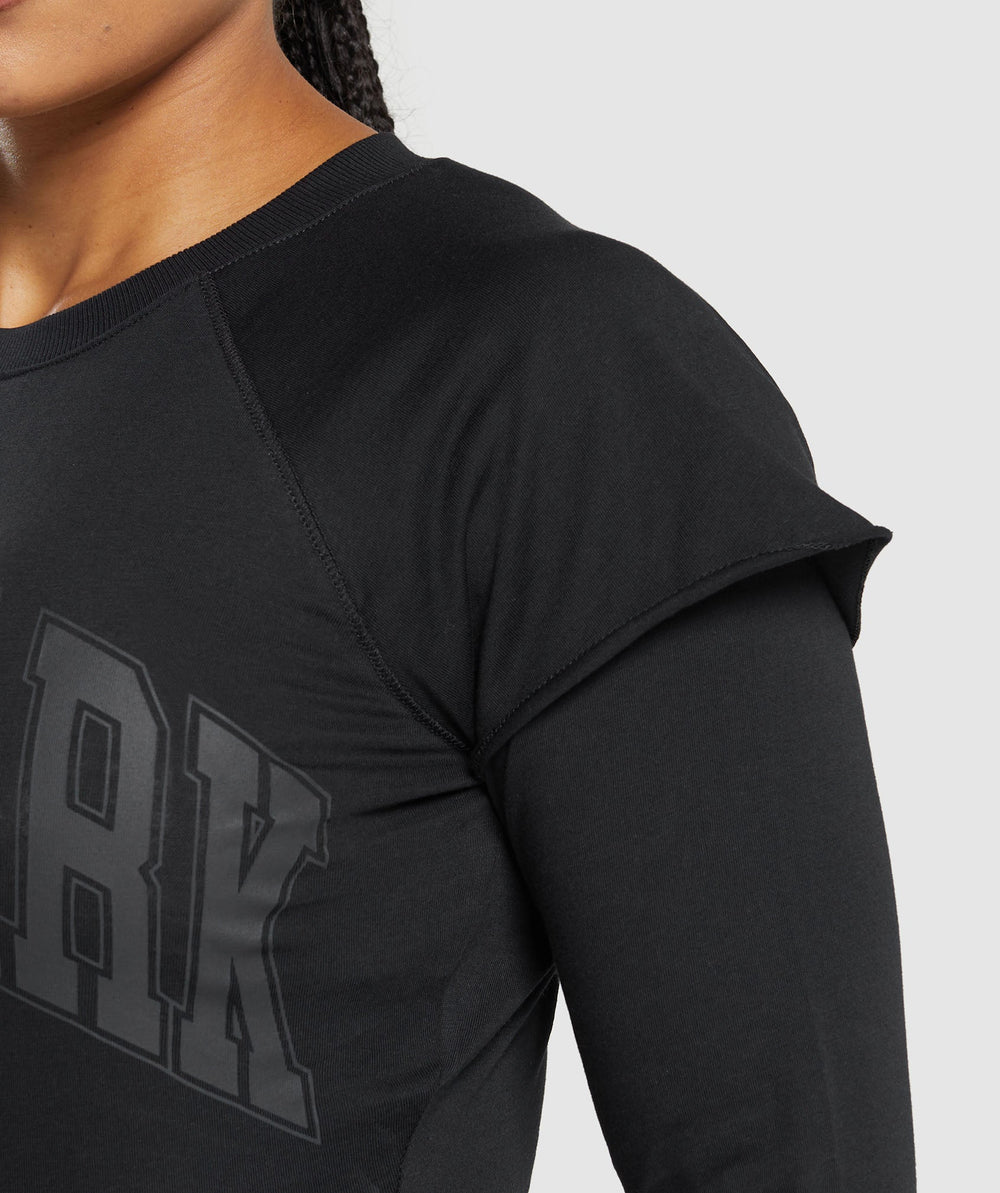 Lifting 2 In 1 Long Sleeve Crop Top - Black