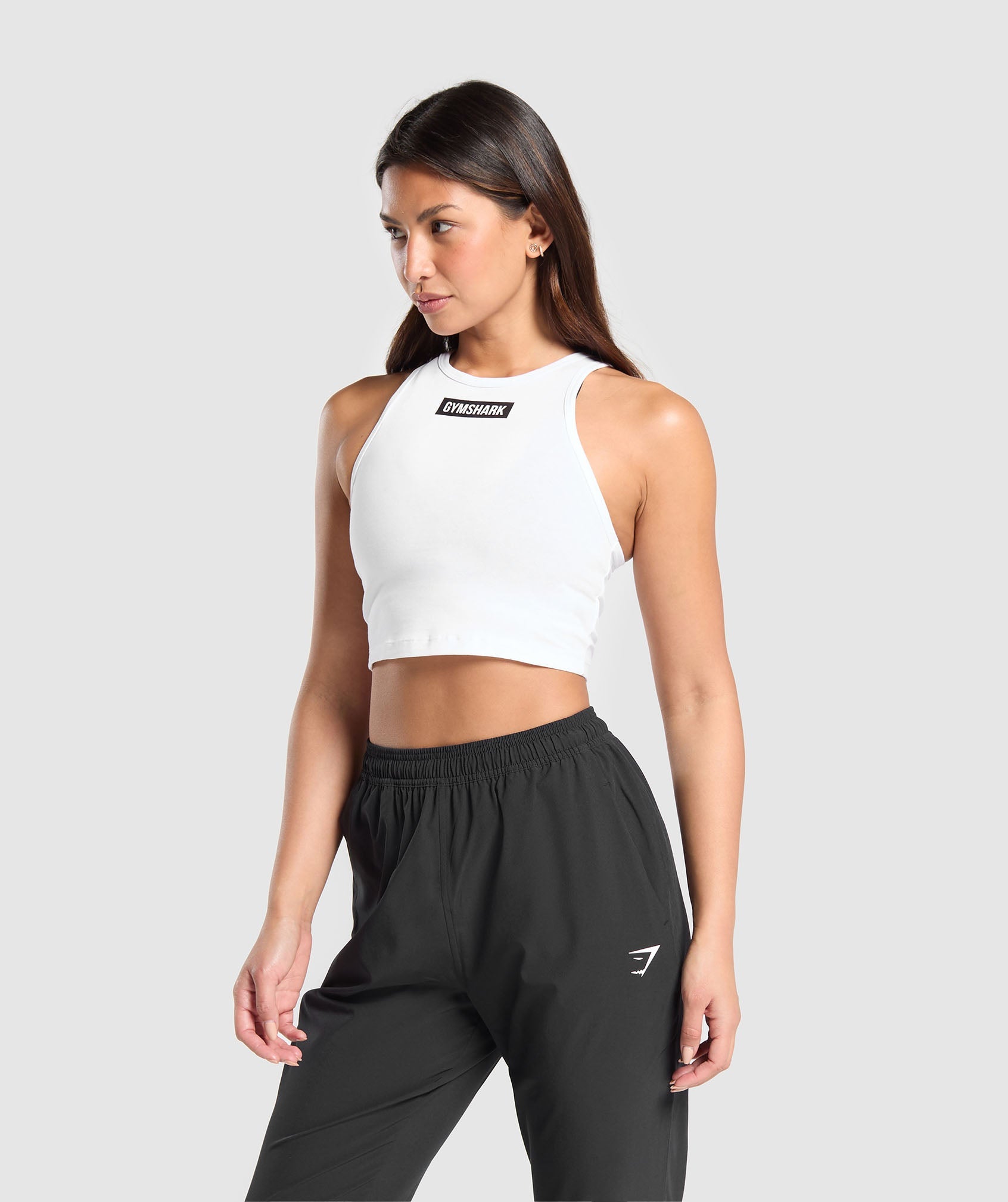 Block Crop Tank - White