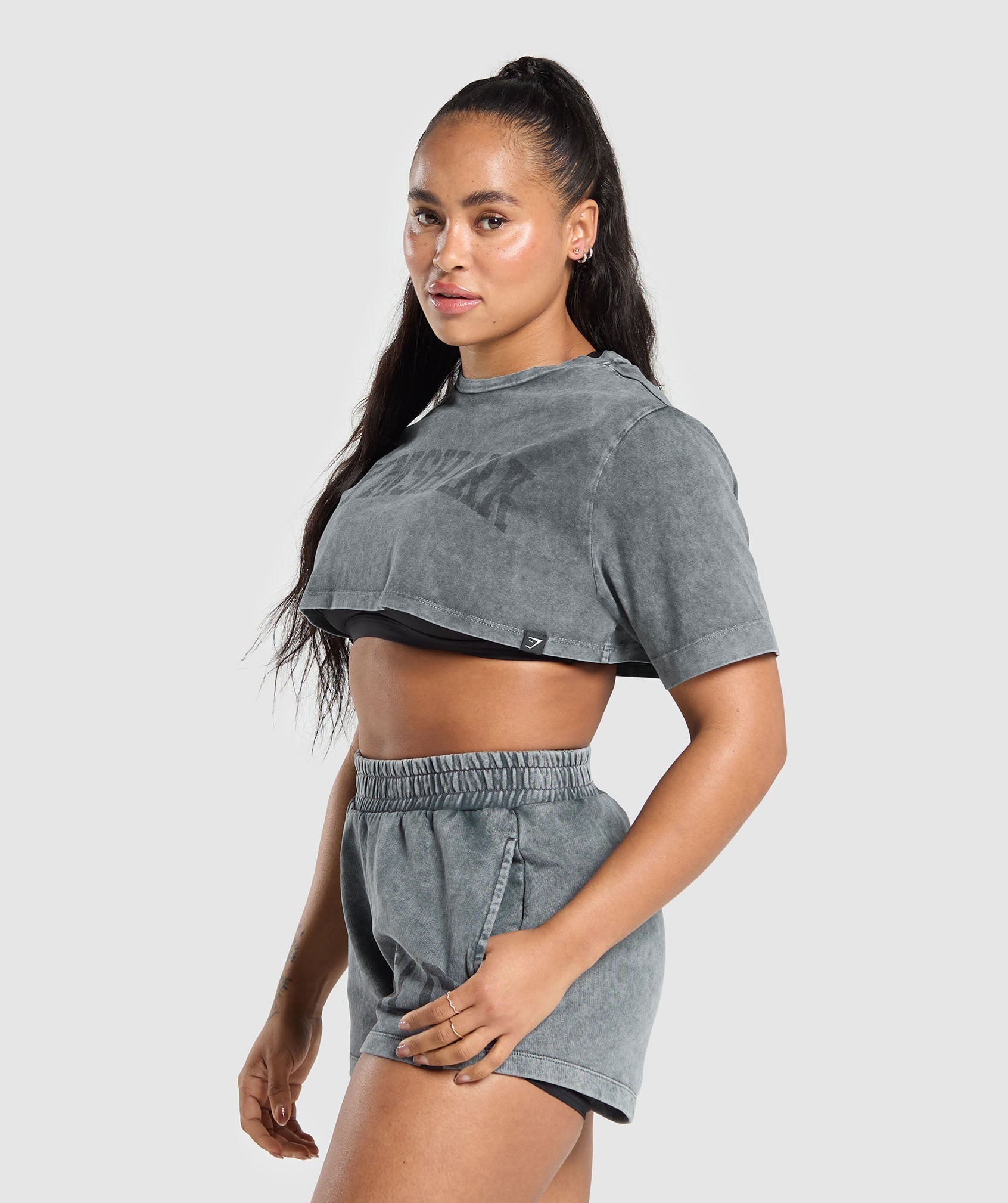 Collegiate Shadow Washed Crop Top - Asphalt Grey