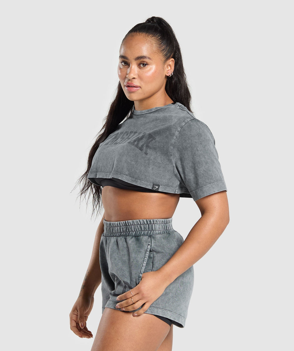 Collegiate Shadow Washed Crop Top - Asphalt Grey