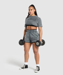 Collegiate Shadow Washed Crop Top - Asphalt Grey