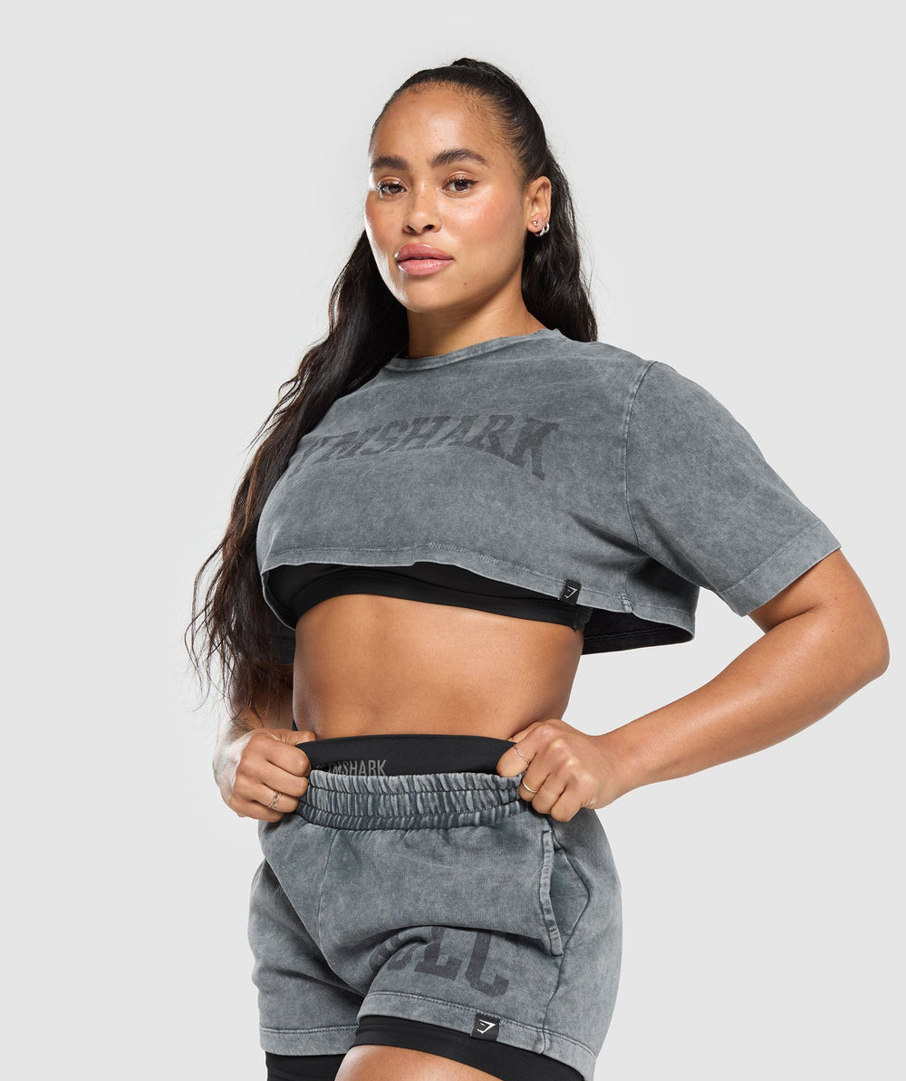 Collegiate Shadow Washed Crop Top - Asphalt Grey