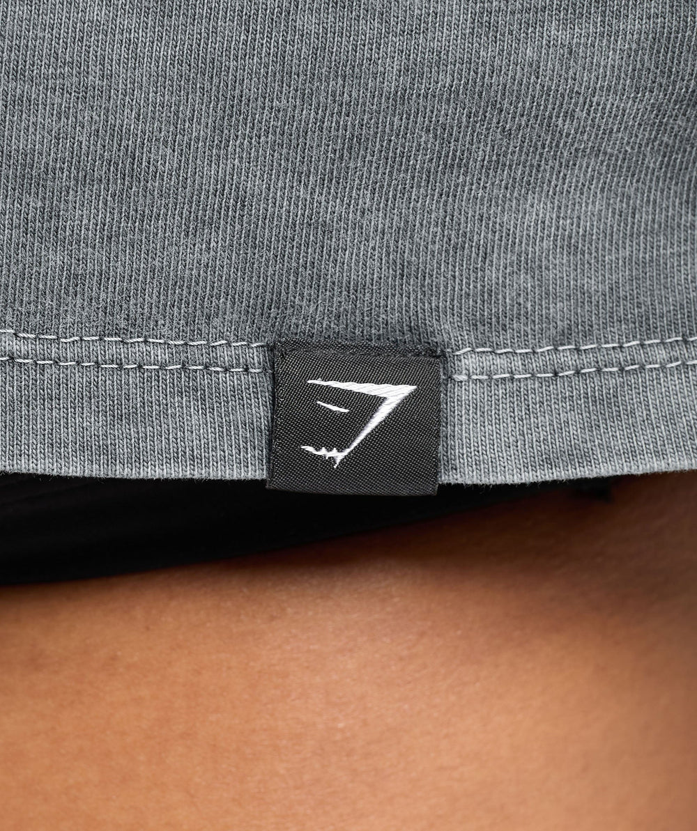 Collegiate Shadow Washed Crop Top - Asphalt Grey