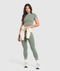 Contrast Seamless Midi Tee - Unit Green