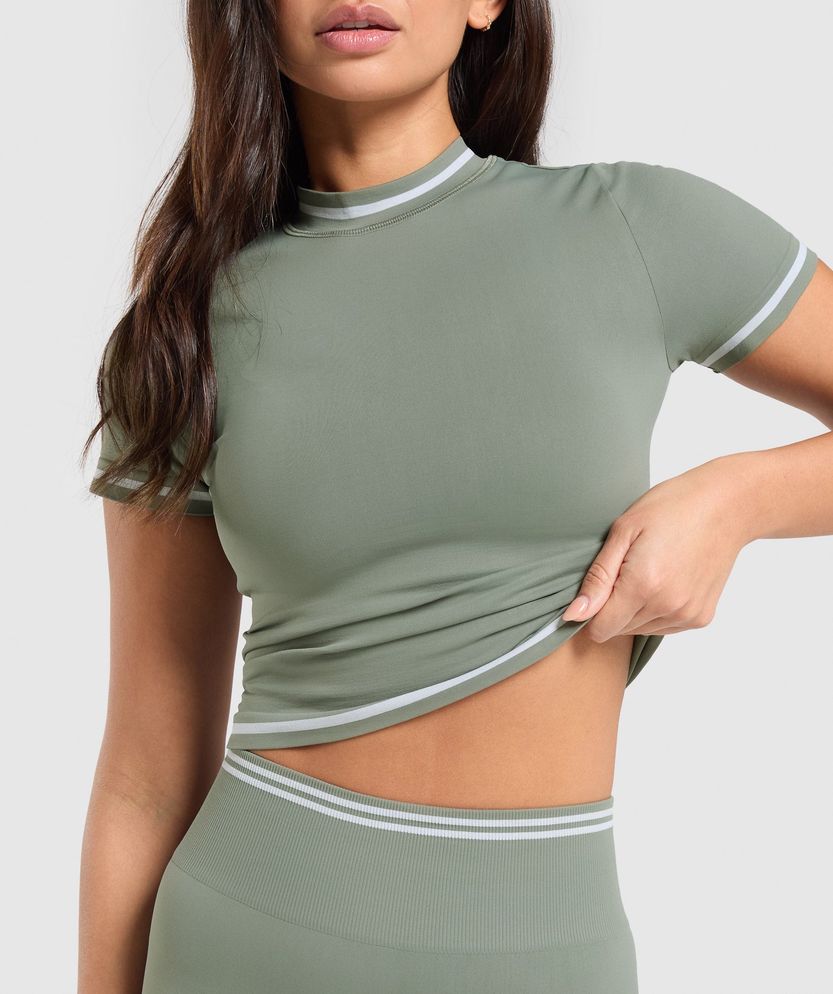 Contrast Seamless Midi Tee - Unit Green