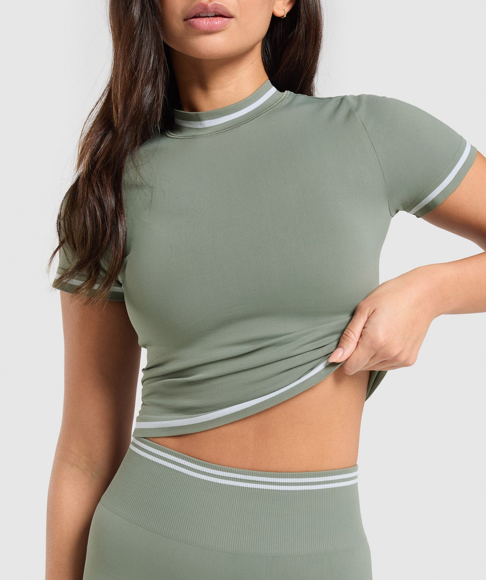 Contrast Seamless Midi Tee - Unit Green