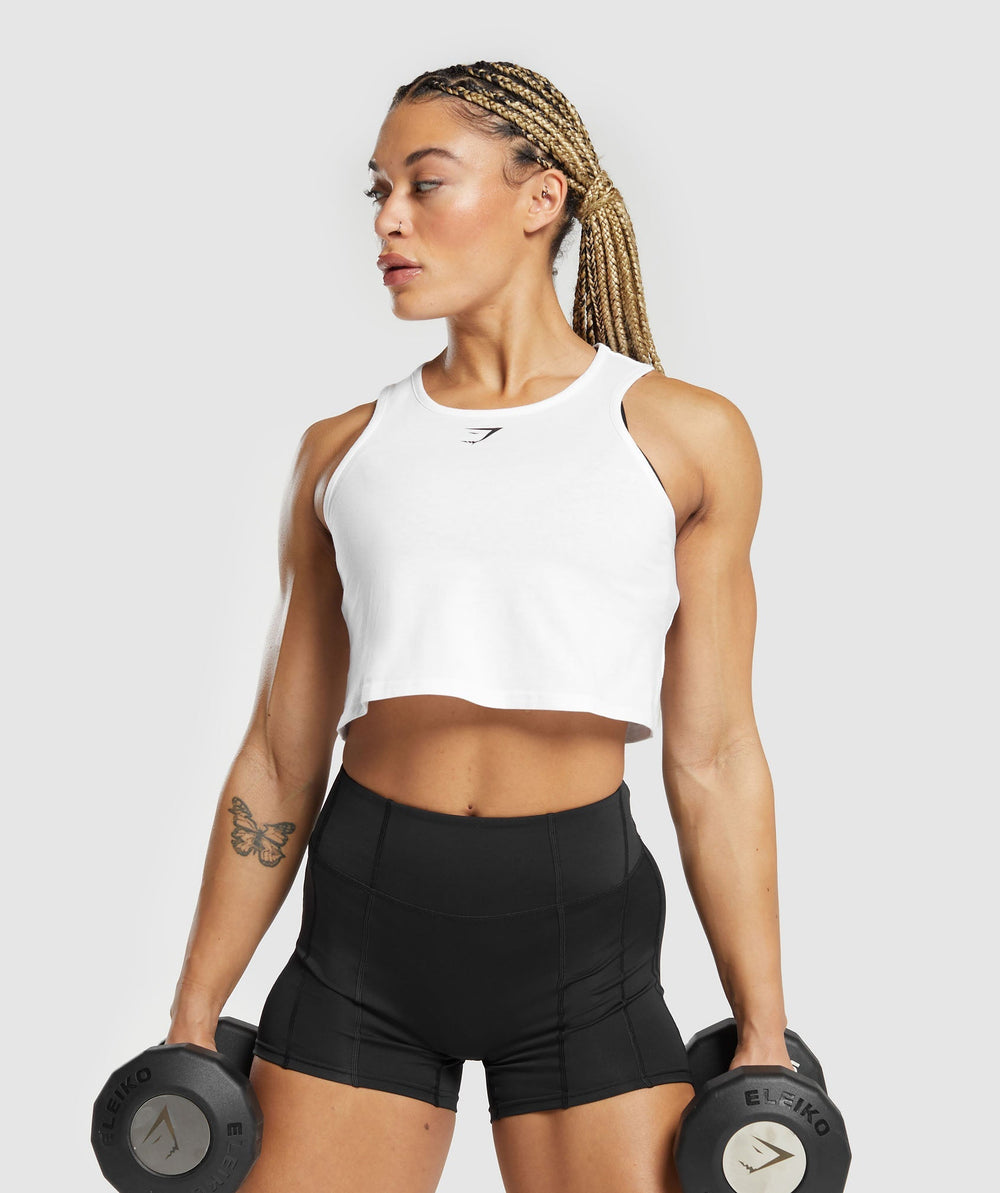 Lifting Essential Cotton Crop Tank - White