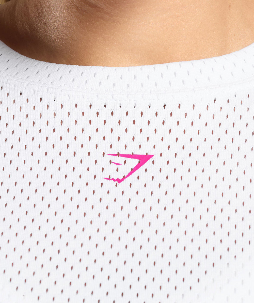 Mesh Graphic Oversized T-Shirt - White
