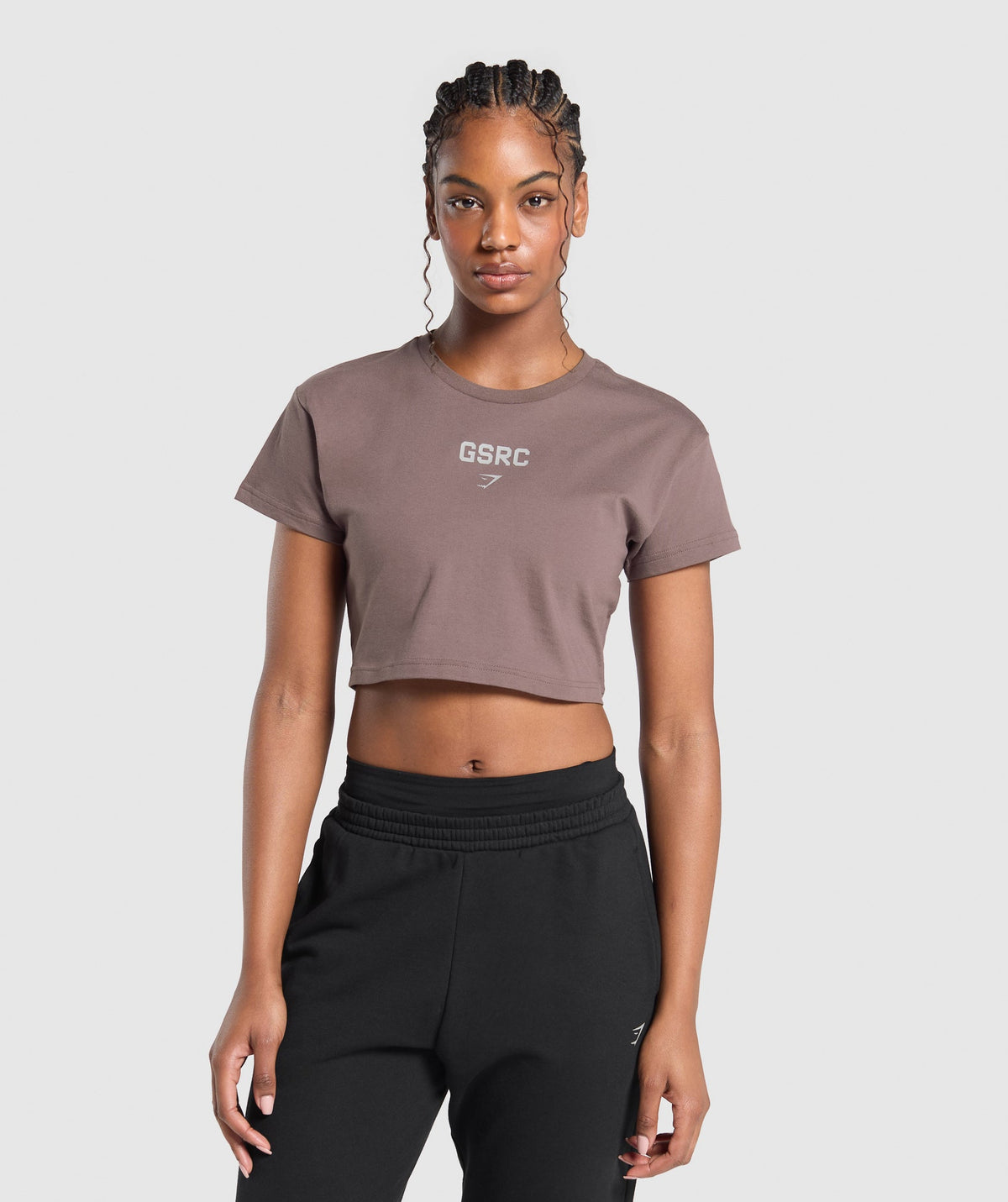 Running Graphic Crop Top - Steel Purple