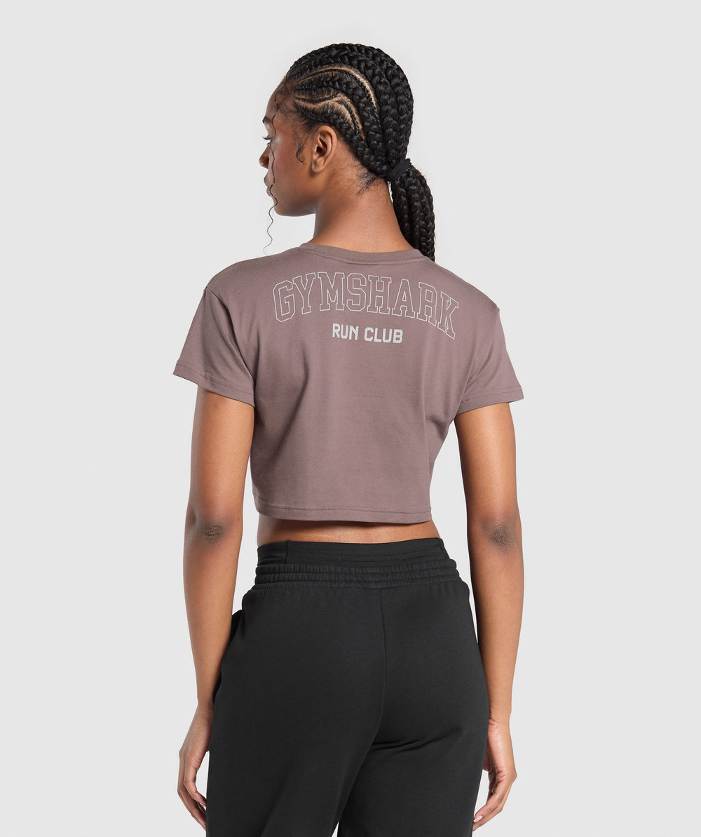 Running Graphic Crop Top - Steel Purple