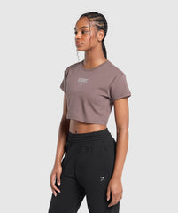 Running Graphic Crop Top - Steel Purple