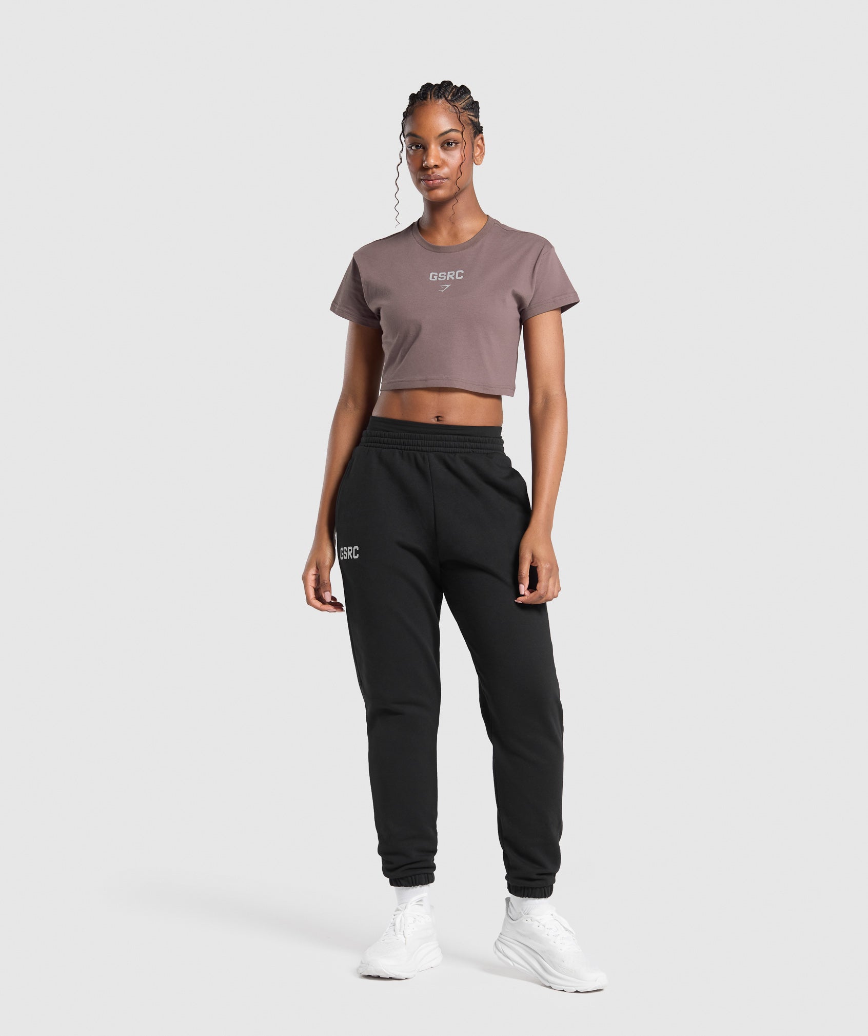 Running Graphic Crop Top - Steel Purple