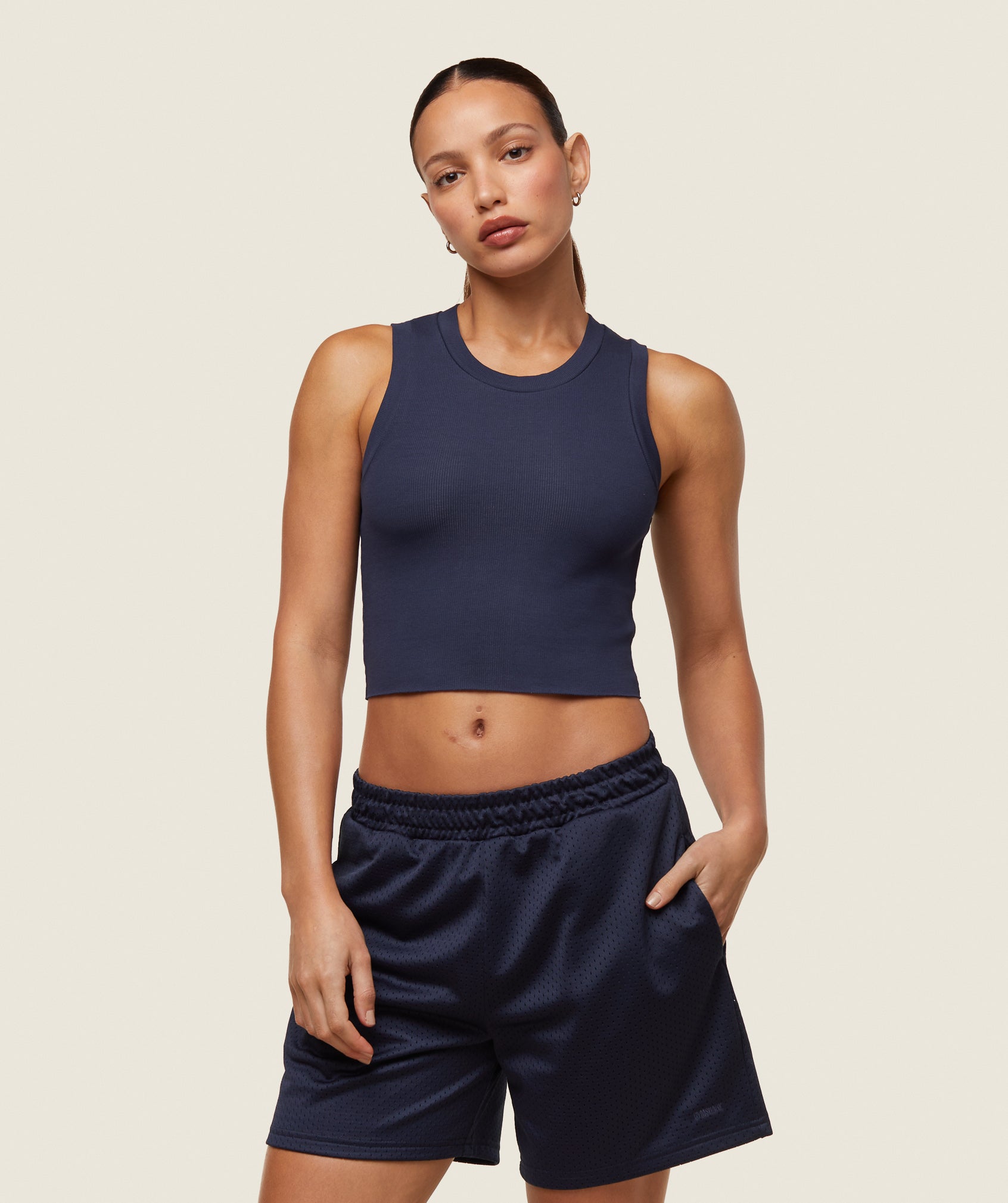 everywear Ribbed Body Tank - Heavy Blue