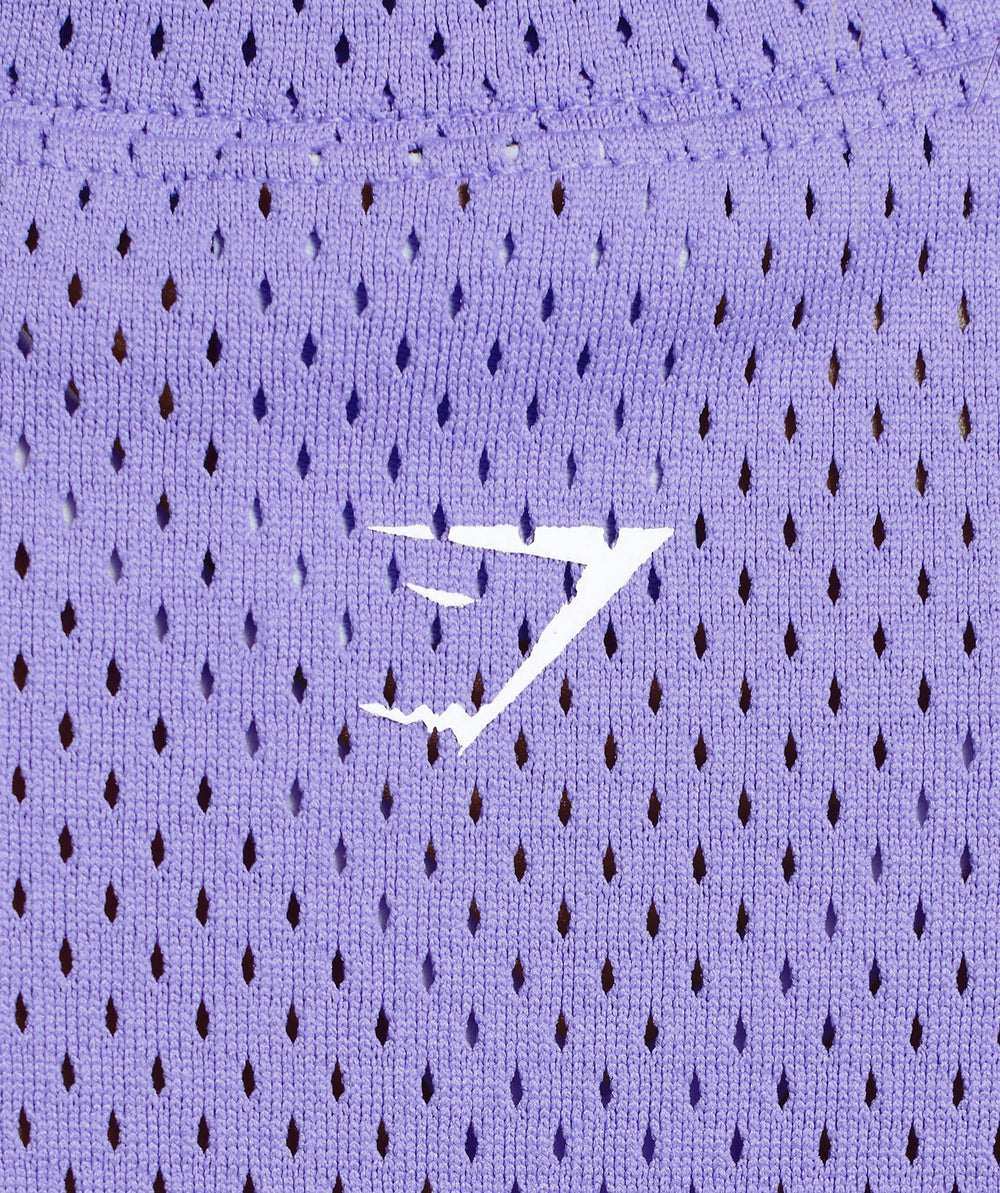 Mesh Graphic Crop Top - Record Purple