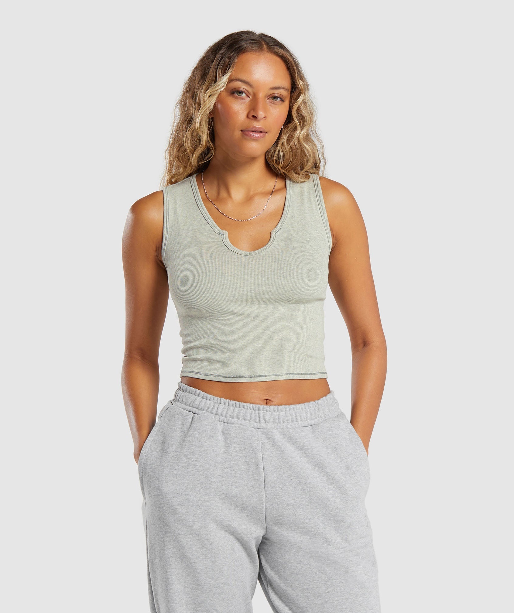 Rib Tank - Chalk Green Marl