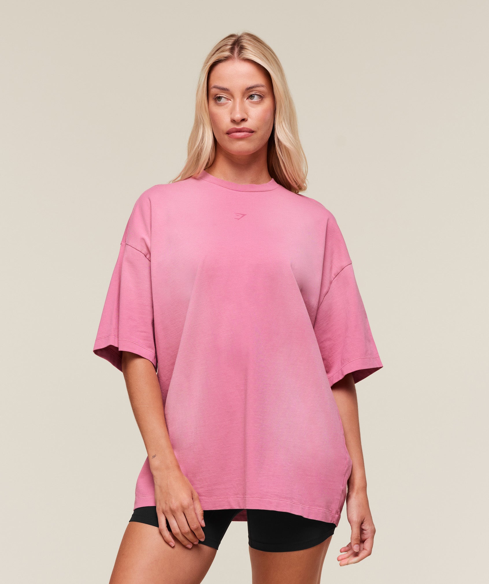 Summer Tie-Dye Graphic Oversized T-Shirt - Sunset Pink/Wash