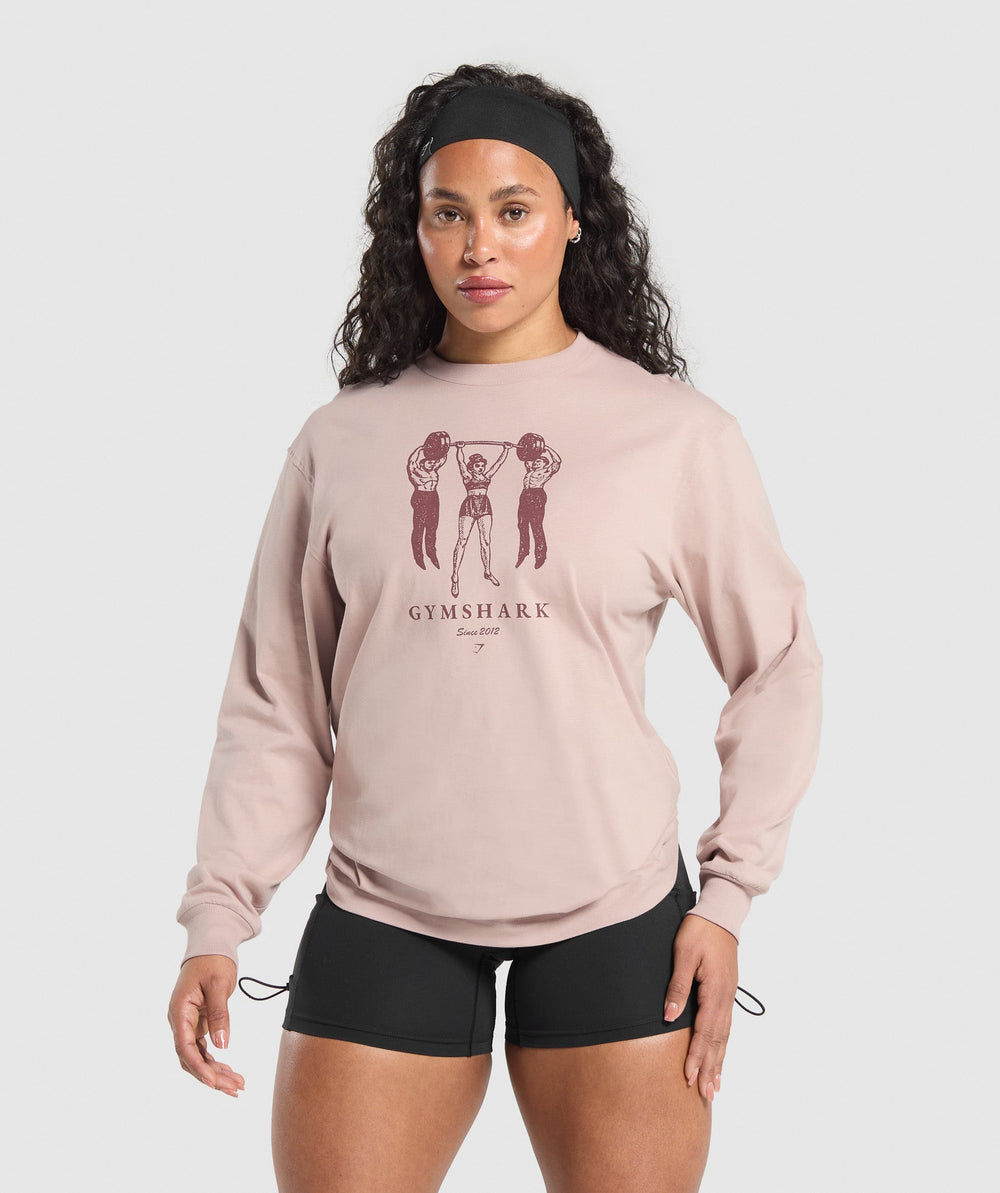 Retro Lifting Long Sleeve T-Shirt - Muted Pink