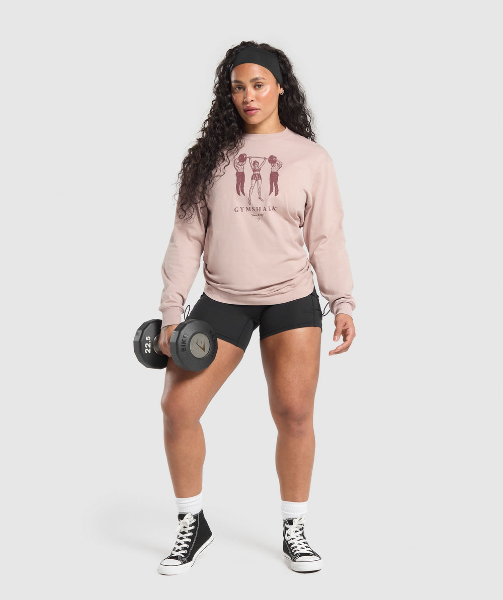 Retro Lifting Long Sleeve T-Shirt - Muted Pink