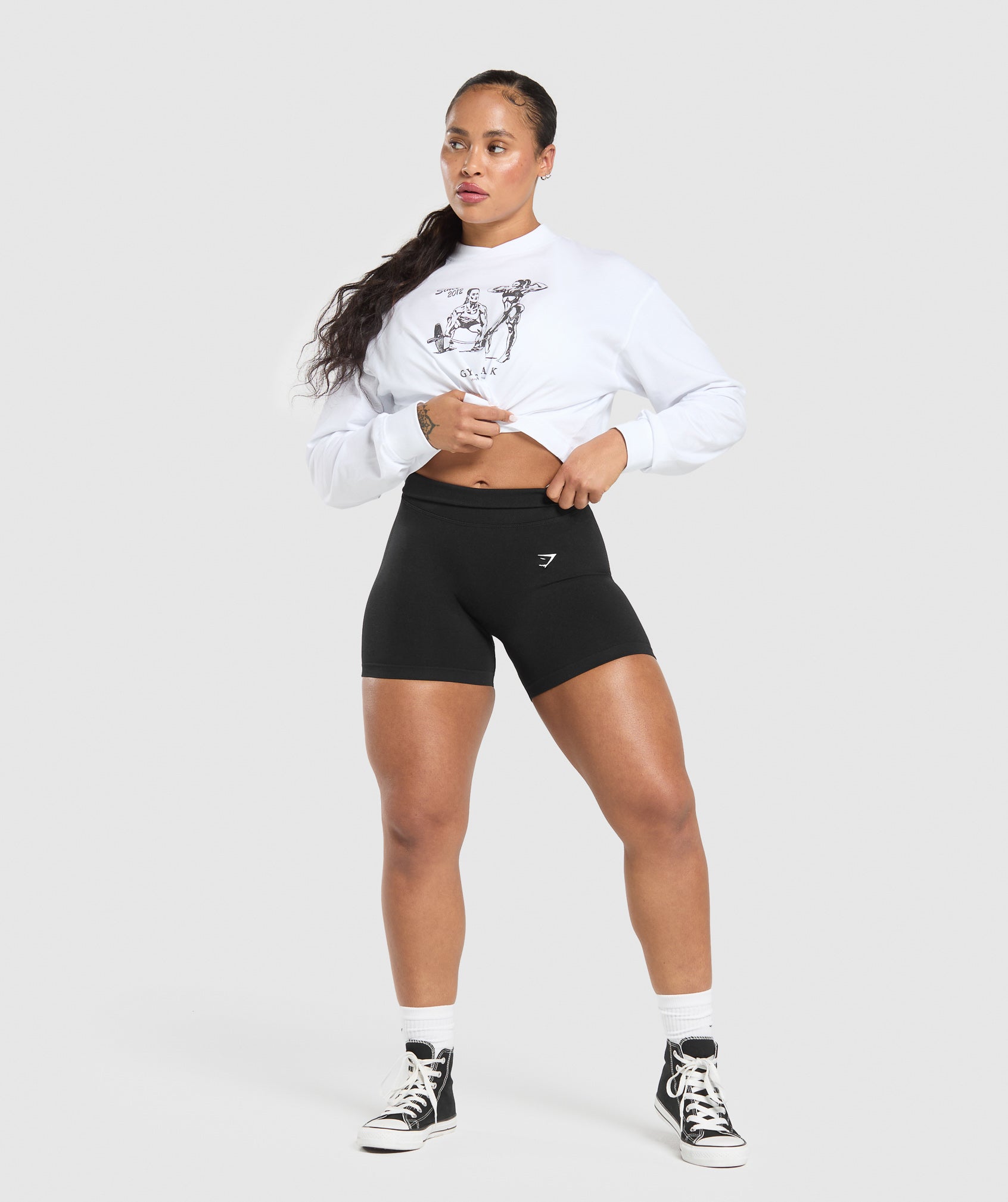 Two Strong Women Midi Long Sleeve Top - White