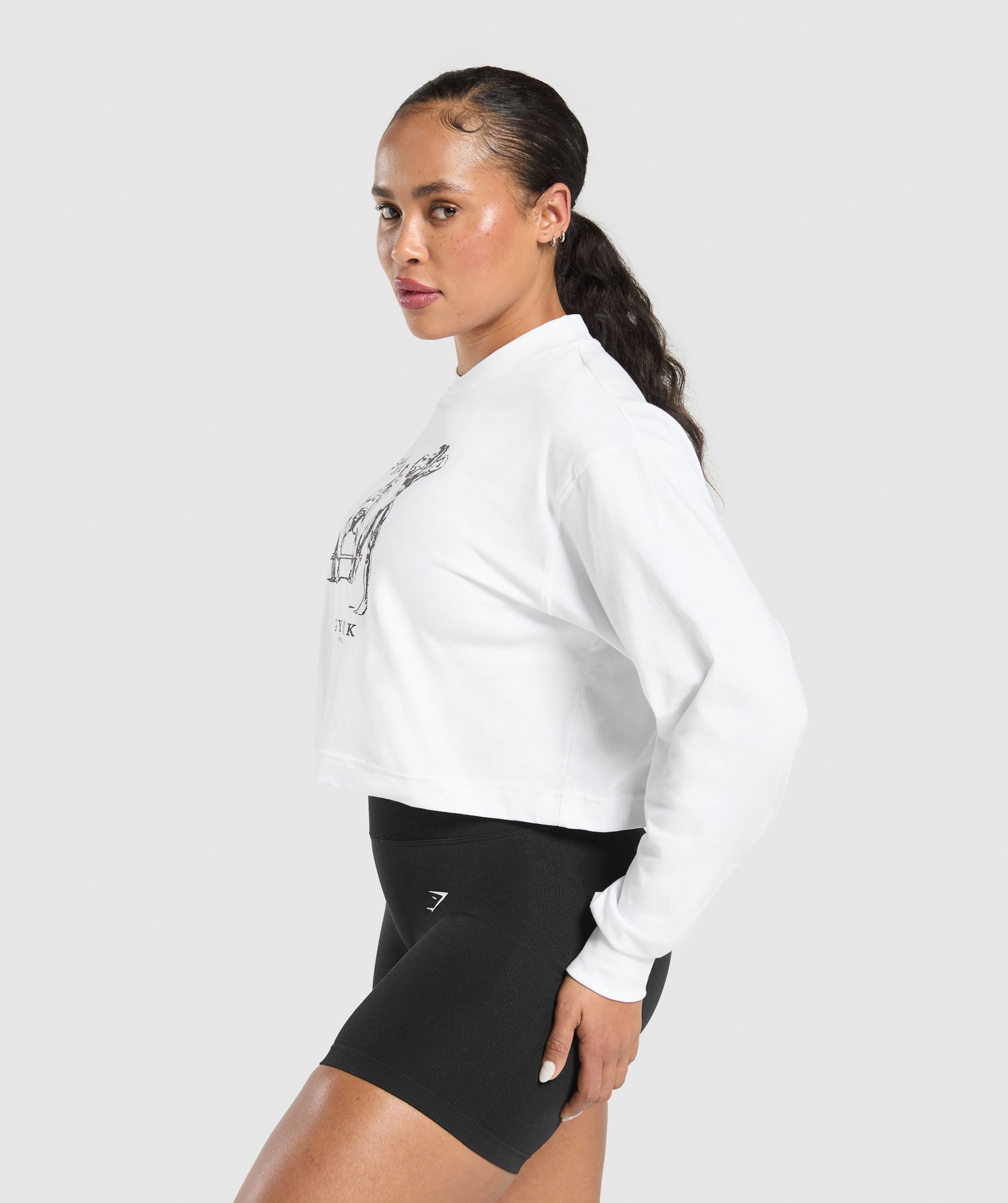 Two Strong Women Midi Long Sleeve Top - White