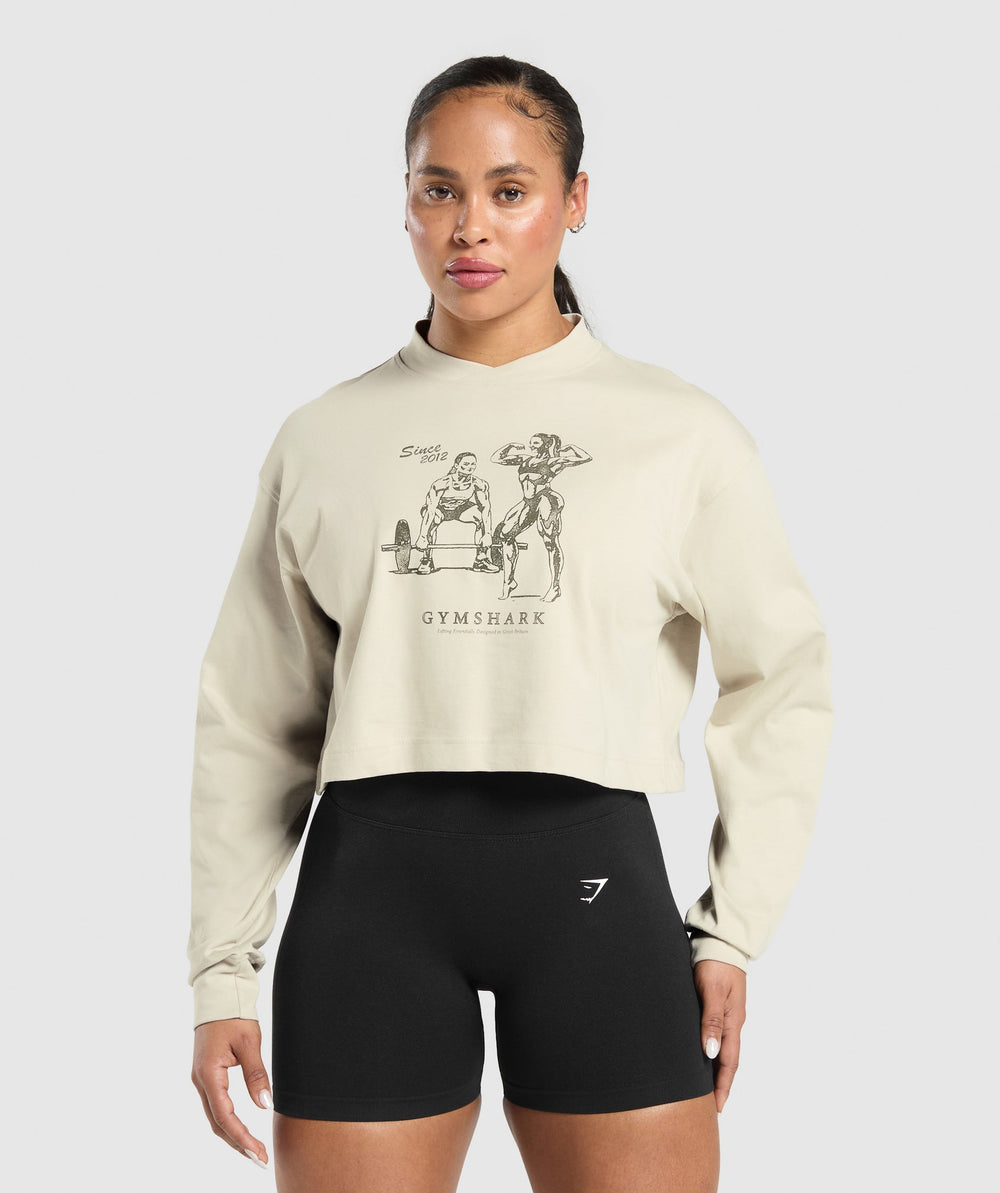 Two Strong Women Midi Long Sleeve Top - Pebble Grey