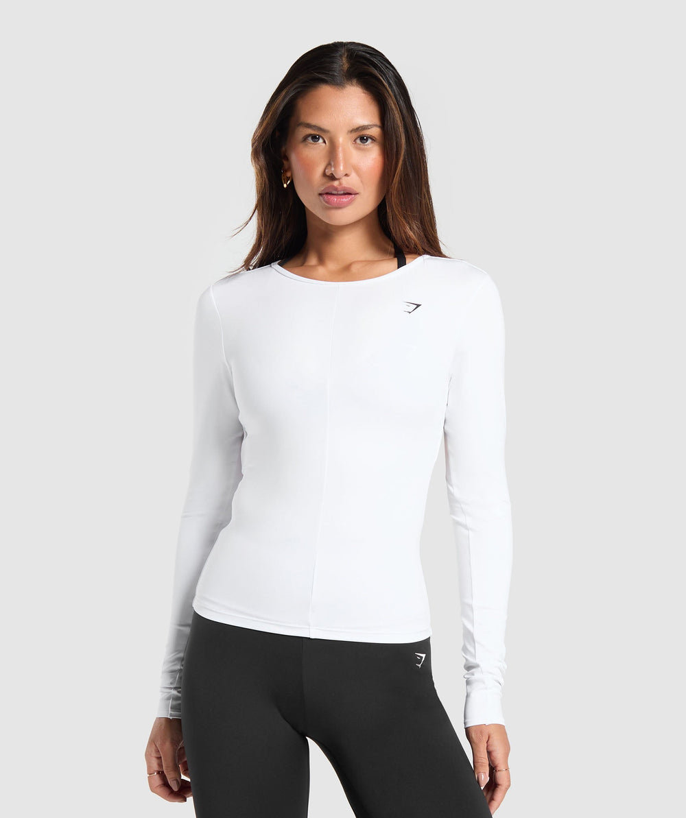Everyday Open Back Long Sleeve Top - White