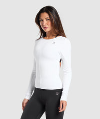 Everyday Open Back Long Sleeve Top - White