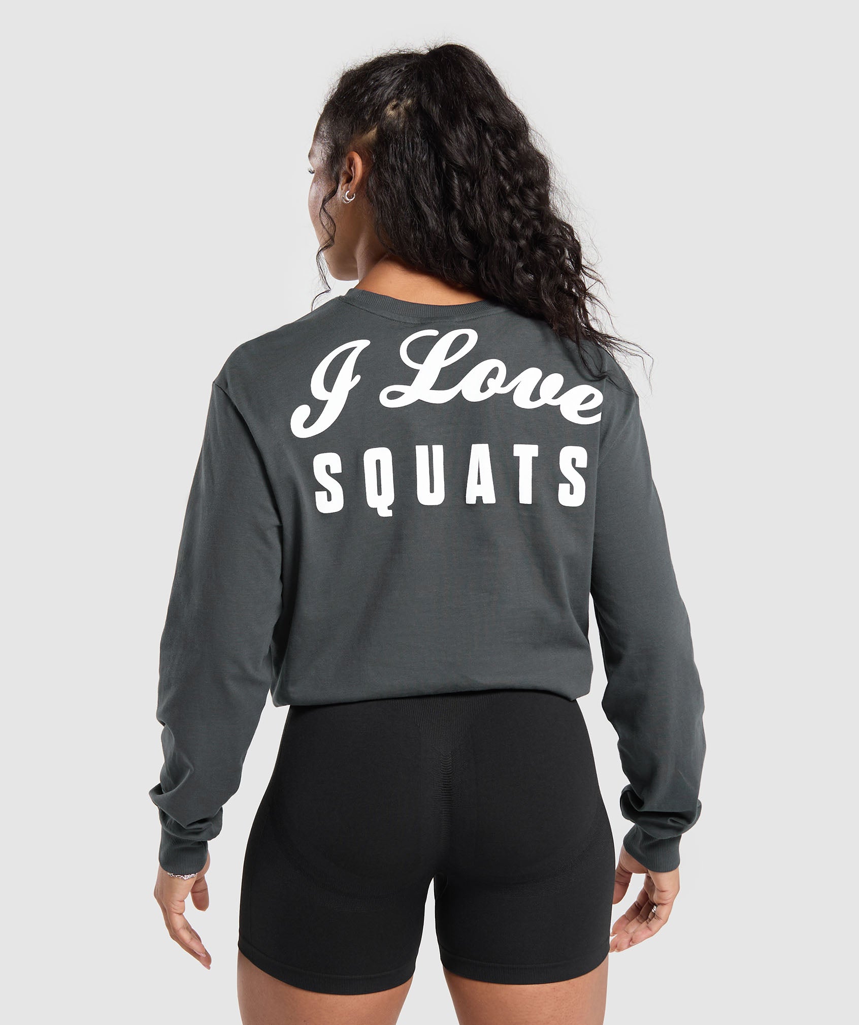 I Love Squats Long Sleeve Skater - Asphalt Grey