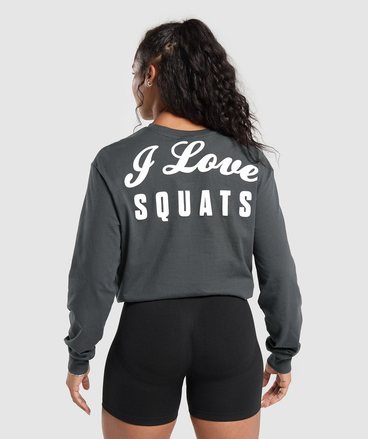 I Love Squats Long Sleeve Skater - Asphalt Grey