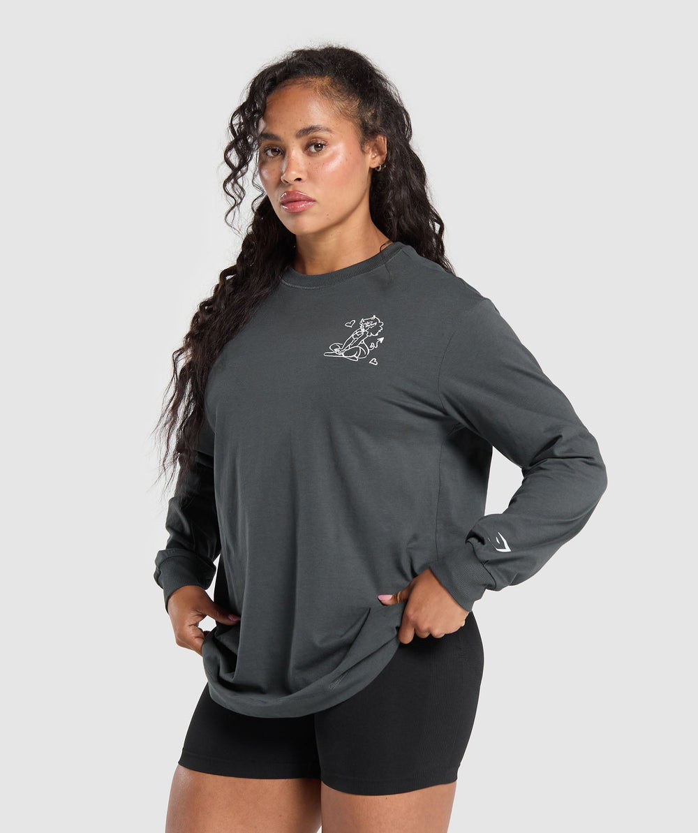 I Love Squats Long Sleeve Skater - Asphalt Grey