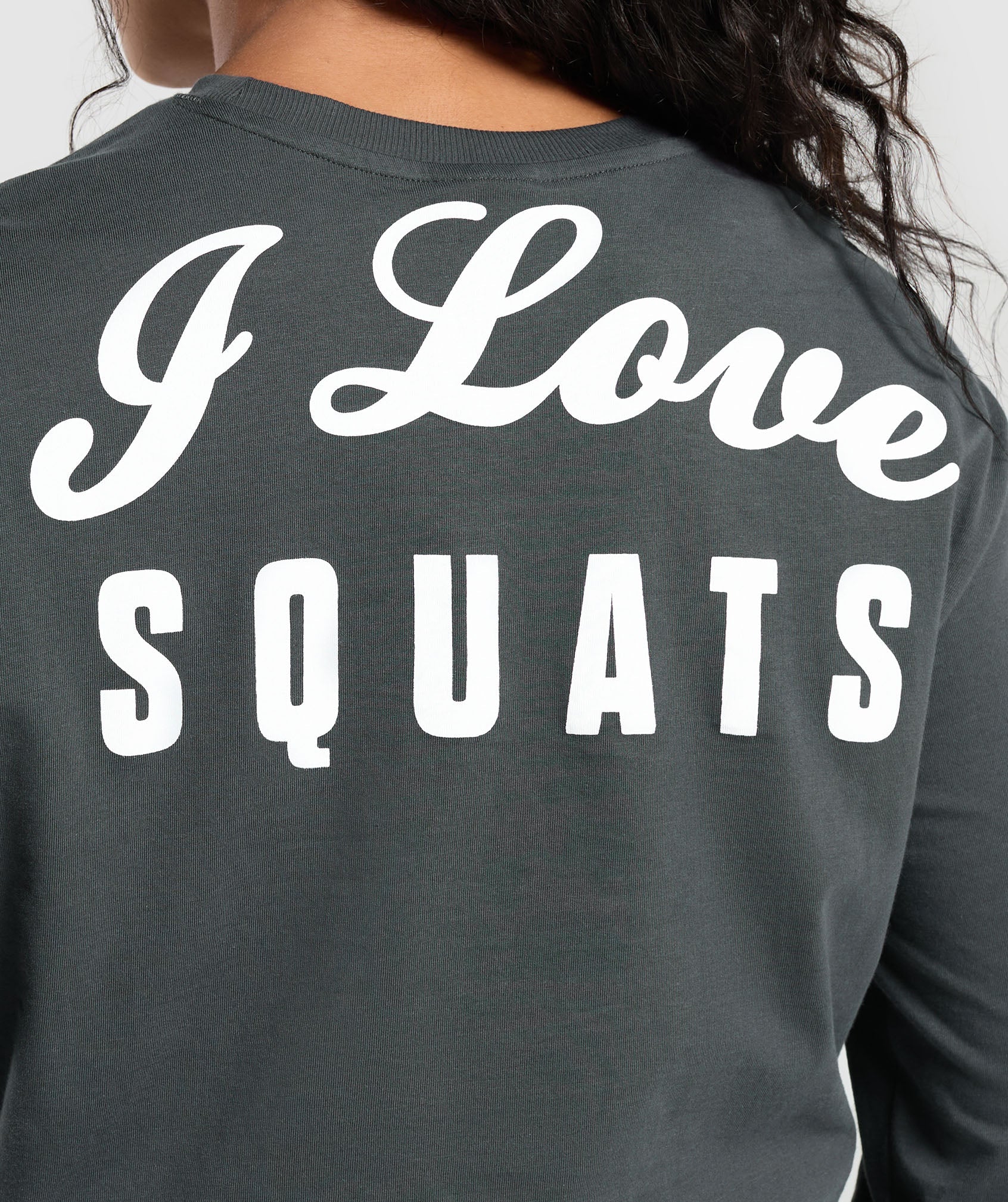 I Love Squats Long Sleeve Skater - Asphalt Grey
