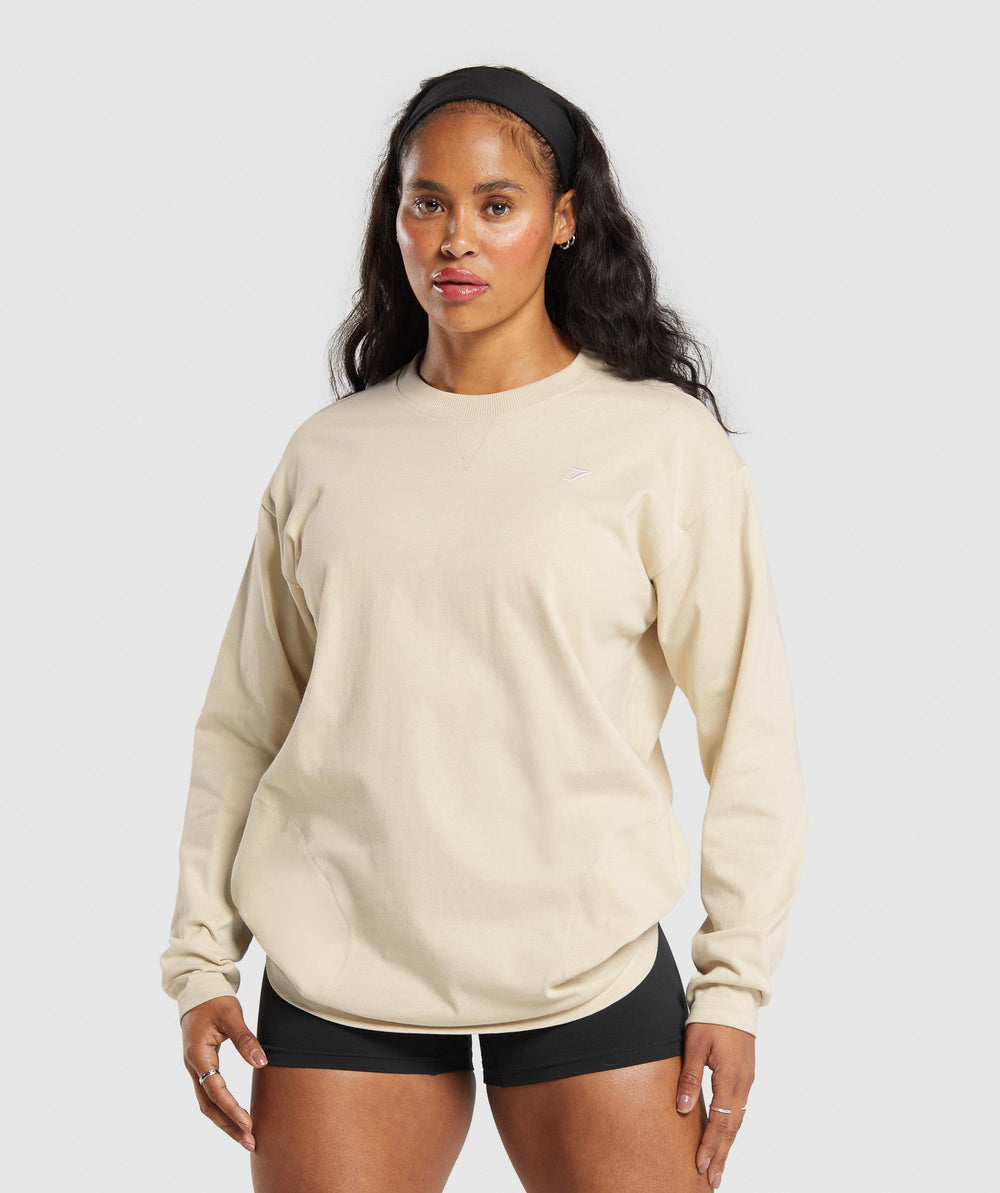 Heavyweight Cotton Long Sleeve Top - Ecru White