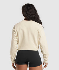 Heavyweight Cotton Long Sleeve Top - Ecru White