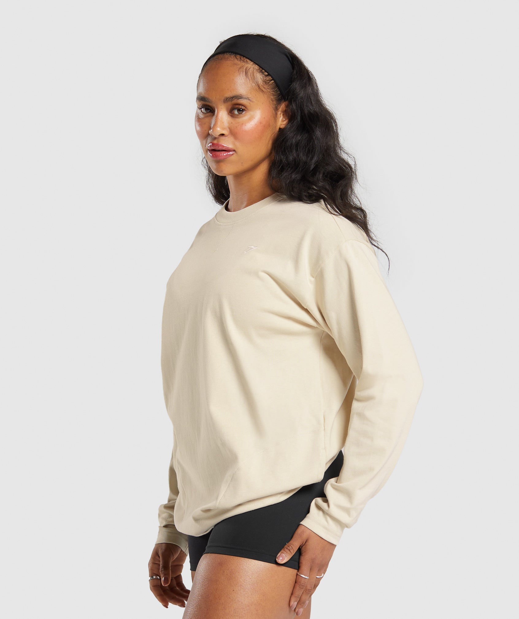Heavyweight Cotton Long Sleeve Top - Ecru White