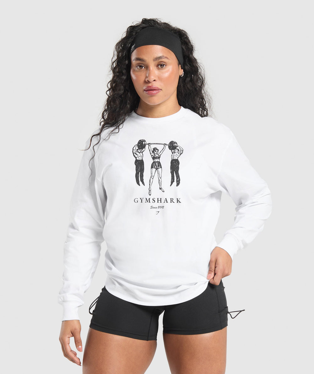 Retro Lifting Long Sleeve T-Shirt - White