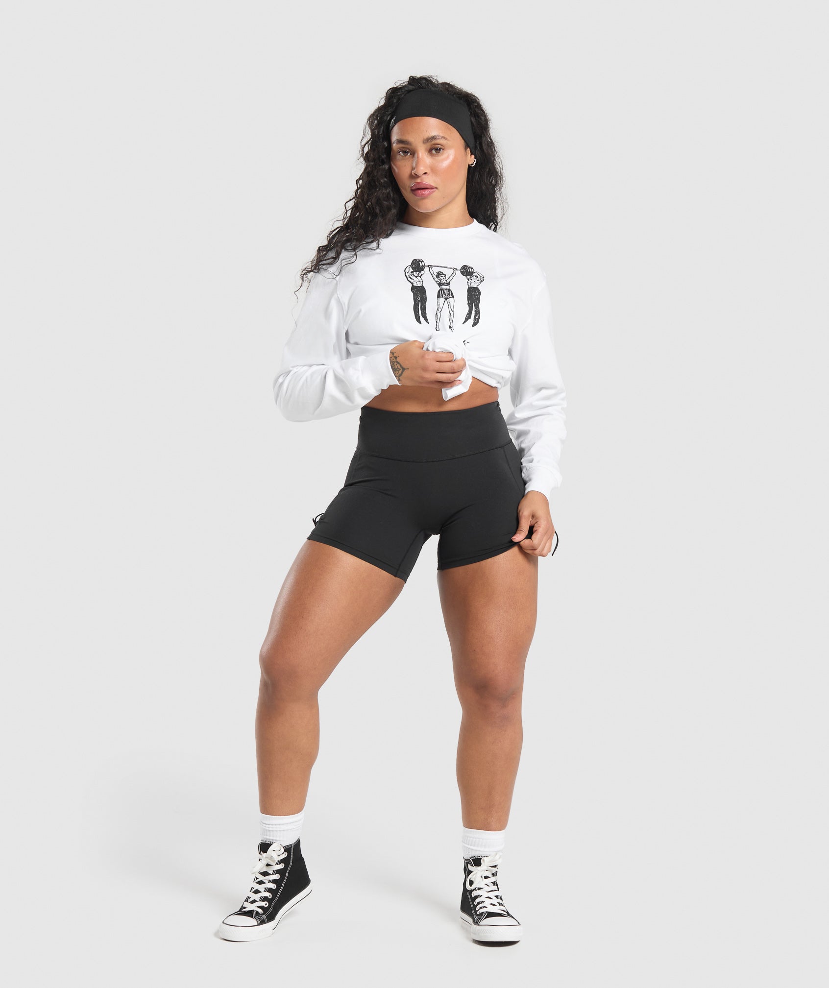 Retro Lifting Long Sleeve T-Shirt - White