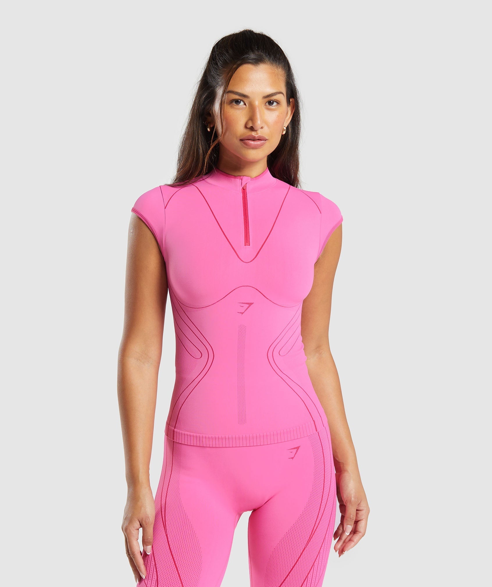 Contour Heart Seamless Short Sleeve Top - Fetch Pink/Punk Pink