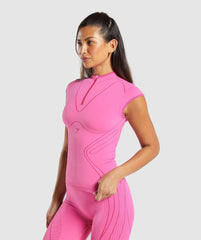 Contour Heart Seamless Short Sleeve Top - Fetch Pink/Punk Pink