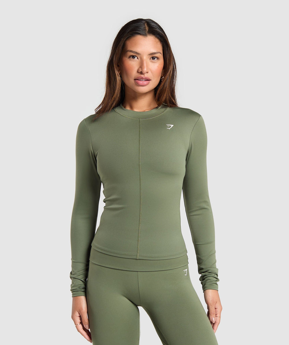 Everyday High Neck Long Sleeve Top - Core Olive