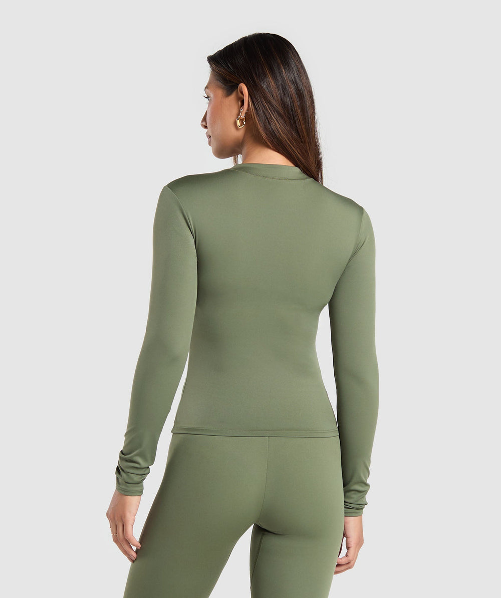 Everyday High Neck Long Sleeve Top - Core Olive