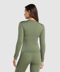 Everyday High Neck Long Sleeve Top - Core Olive