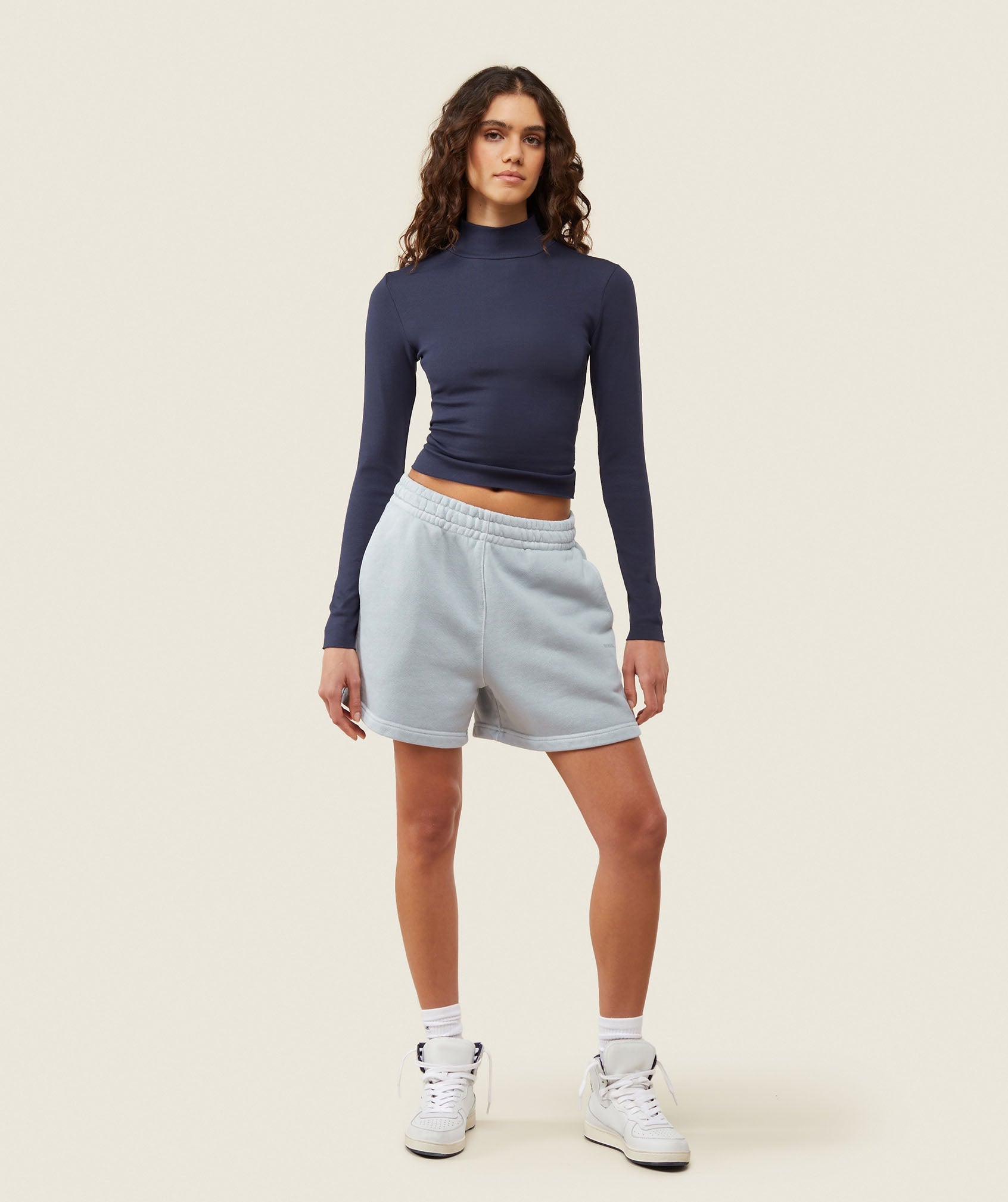 everywear Long Sleeve Ribbed Turtle Neck - Heavy Blue