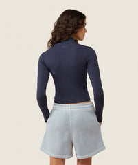 everywear Long Sleeve Ribbed Turtle Neck - Heavy Blue