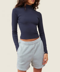 everywear Long Sleeve Ribbed Turtle Neck - Heavy Blue