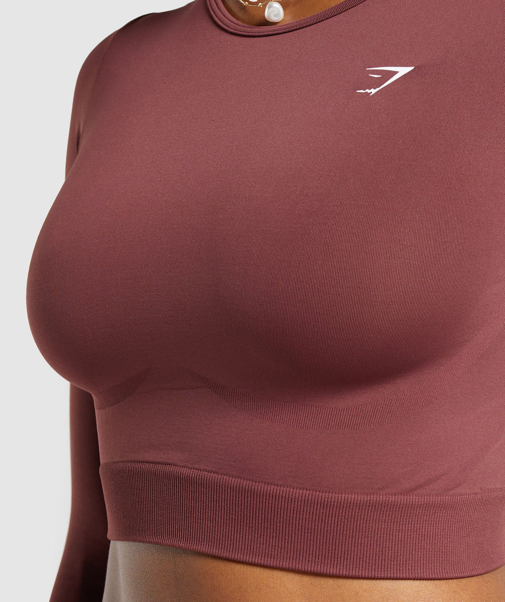 Everyday Seamless Long Sleeve Crop Top - Burgundy Brown
