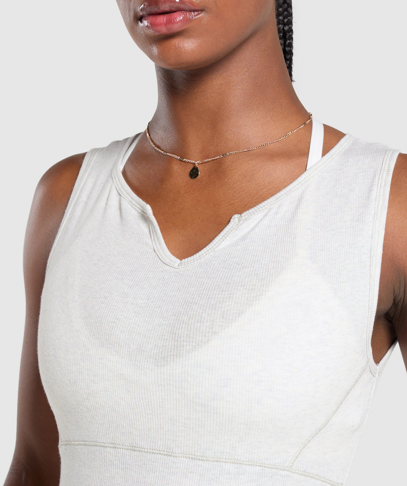 Rest Day Rib Top - White Marl