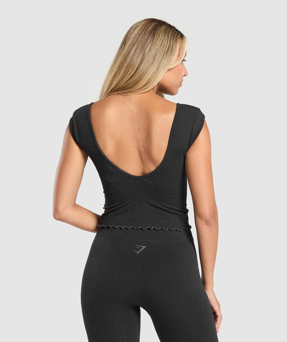 Luxe Seamless Crop Top - Coal Marl
