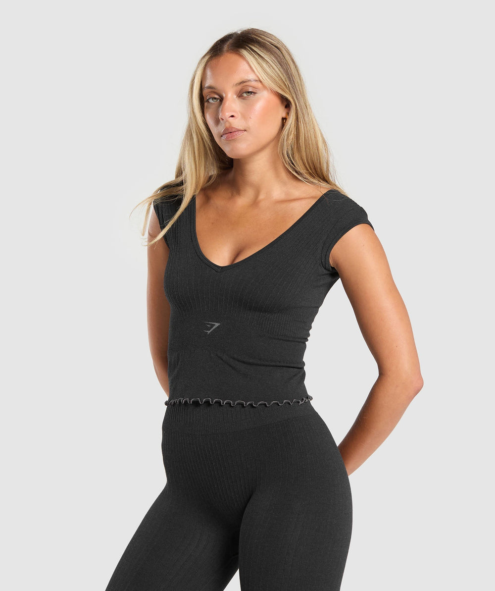Luxe Seamless Crop Top - Coal Marl