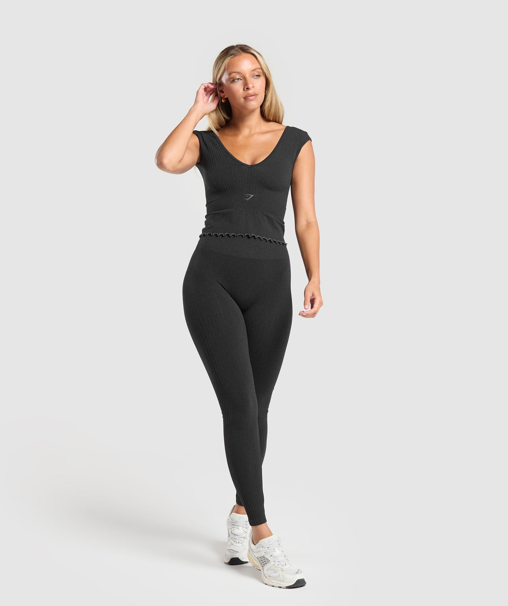 Luxe Seamless Crop Top - Coal Marl